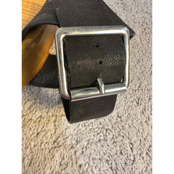 MIA Size 8 Black Strap Platform Sandals W/ Wood Block Heel & Adjustable Strap - Picture 13 of 14